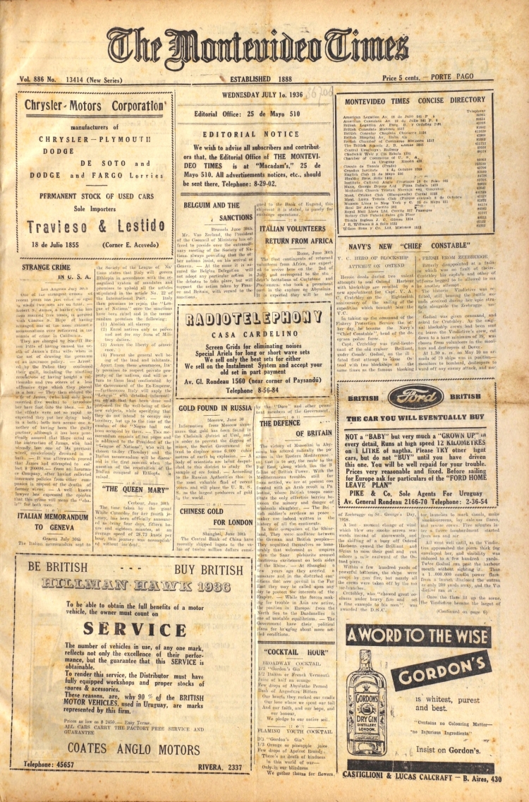 THE MONTEVIDEO TIMES del 01/07/1936